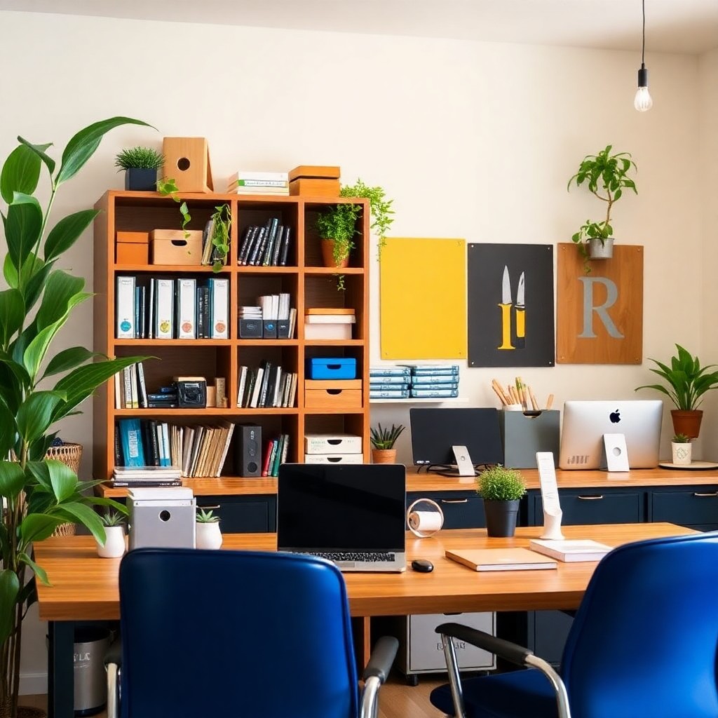 Espacio de oficina organizado con sistemas de archivo eficientes